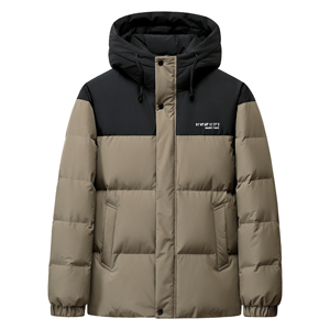 新标羽绒服男加厚短款2025新款冬季撞色时尚连帽男女情侣款外套，男装羽绒服，奇怪漫猴工厂店