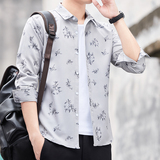 高级感衬衫男士长袖春秋季免烫抗皱帅气白色衬衣修身工装男寸，男装衬衫，奇怪漫猴工厂店