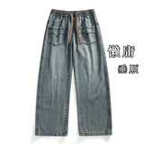 【79】L-9XL直筒牛仔裤春秋季新款倒装口袋宽松休闲裤大码男，男装牛仔裤，奇怪漫猴工厂店