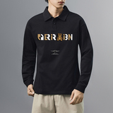 主推纯棉polo衫长袖男士秋季新款翻领高级感宽松透气潮牌T恤男装，男装T恤，奇怪漫猴工厂店