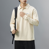 推纯棉polo衫长袖男士秋季新款翻领高级感宽松透气潮牌T恤男装，男装T恤，奇怪漫猴工厂店