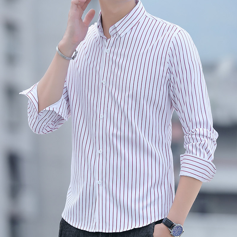 衬衫男长袖2026新款春秋季韩版潮流修身条纹男士衬衣男生长袖，男装衬衫，奇怪漫猴工厂店
