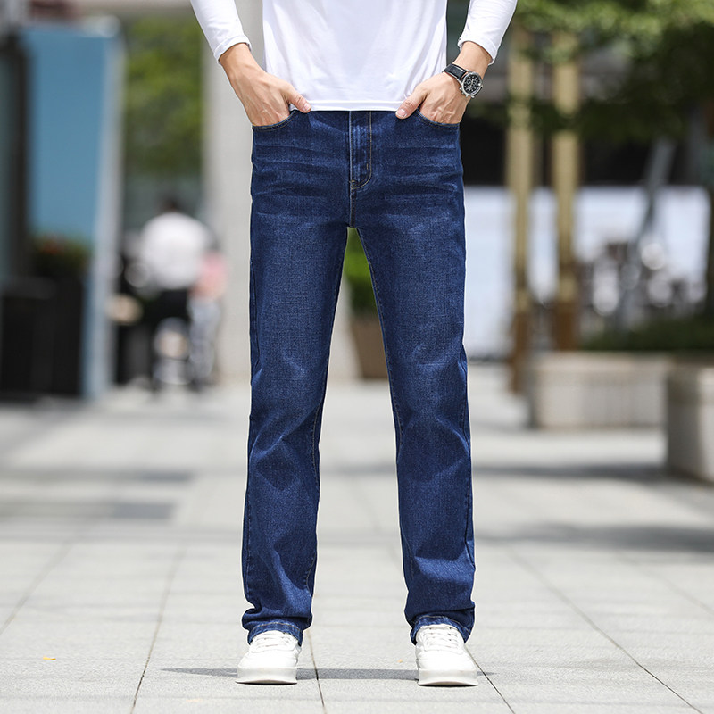 春秋新款弹力宽松直筒男装牛仔长裤大码，男装牛仔裤，奇怪漫猴工厂店