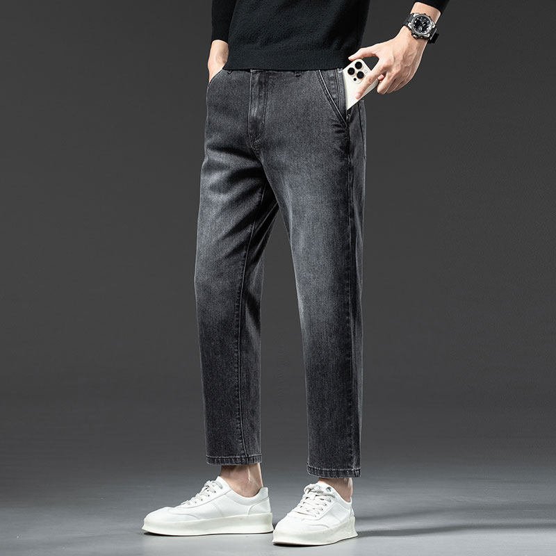 新款小矮个显瘦九分直筒裤牛仔裤男春秋休闲宽松男士裤子男生，男装牛仔裤，奇怪漫猴工厂店