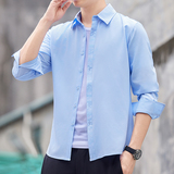 秋季长袖衬衫男青年商务休闲衬衣男弹力免烫抗皱修身打底衫，男装衬衫，奇怪漫猴工厂店