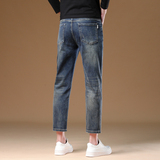 春秋新款复古九分牛仔裤男宽松直筒潮牌美式弹力休闲9分裤子八分，男装牛仔裤，奇怪漫猴工厂店