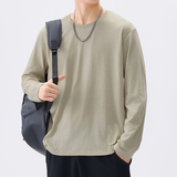 M-5XL棉100%长袖T恤男士春秋季2025新款纯棉圆领体恤打底衫男款，男装T恤，奇怪漫猴工厂店