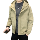 冬季新款男士棉衣外套加厚保暖连帽工装夹克潮流百搭休闲冲锋衣男，男装棉衣，奇怪漫猴工厂店