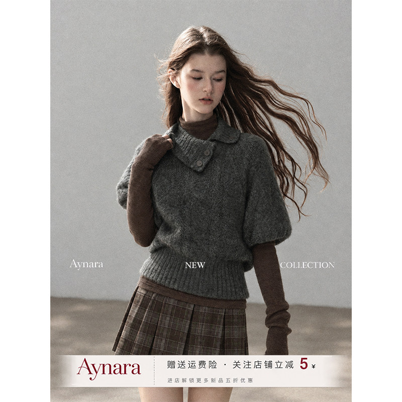 Aynara半高领显瘦针织斗篷衫女