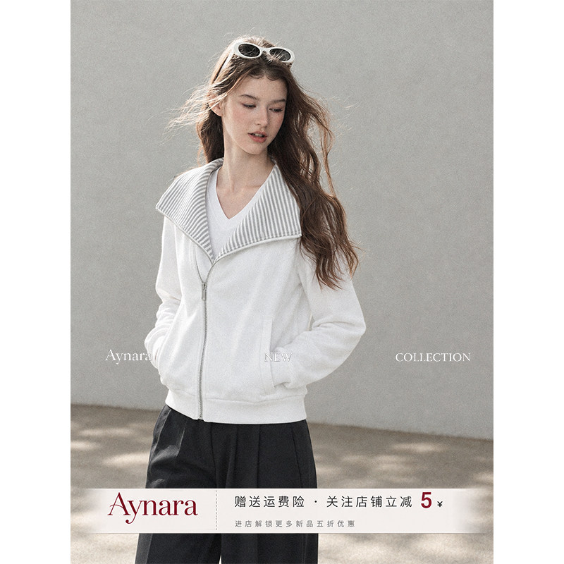 Aynara假两件连帽卫衣女条纹