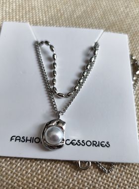 欧美外贸原单尾货锁骨链短款时尚百搭气质优雅个性简约珍珠项链女