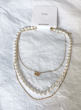 外贸饰品潮流时尚个性简约百搭气质项链珍珠双层叠戴锁骨链颈链