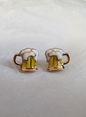 青岛饰品耳环耳坠潮流时尚质感珐琅彩滴油简约气质可爱啤酒杯耳钉