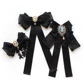 服饰女 黑色蕾丝领结公主范蝴蝶结领花胸针胸花新款 包邮 XXIV新款