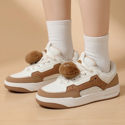 正品安踏骜杰好事发生布朗熊板鞋