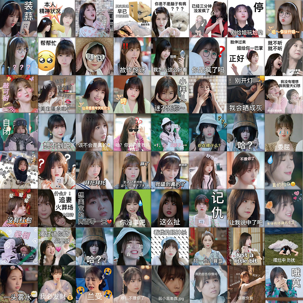 60张虞书欣表情包贴纸手账diy笔记本行李箱滑板车贴画厂家