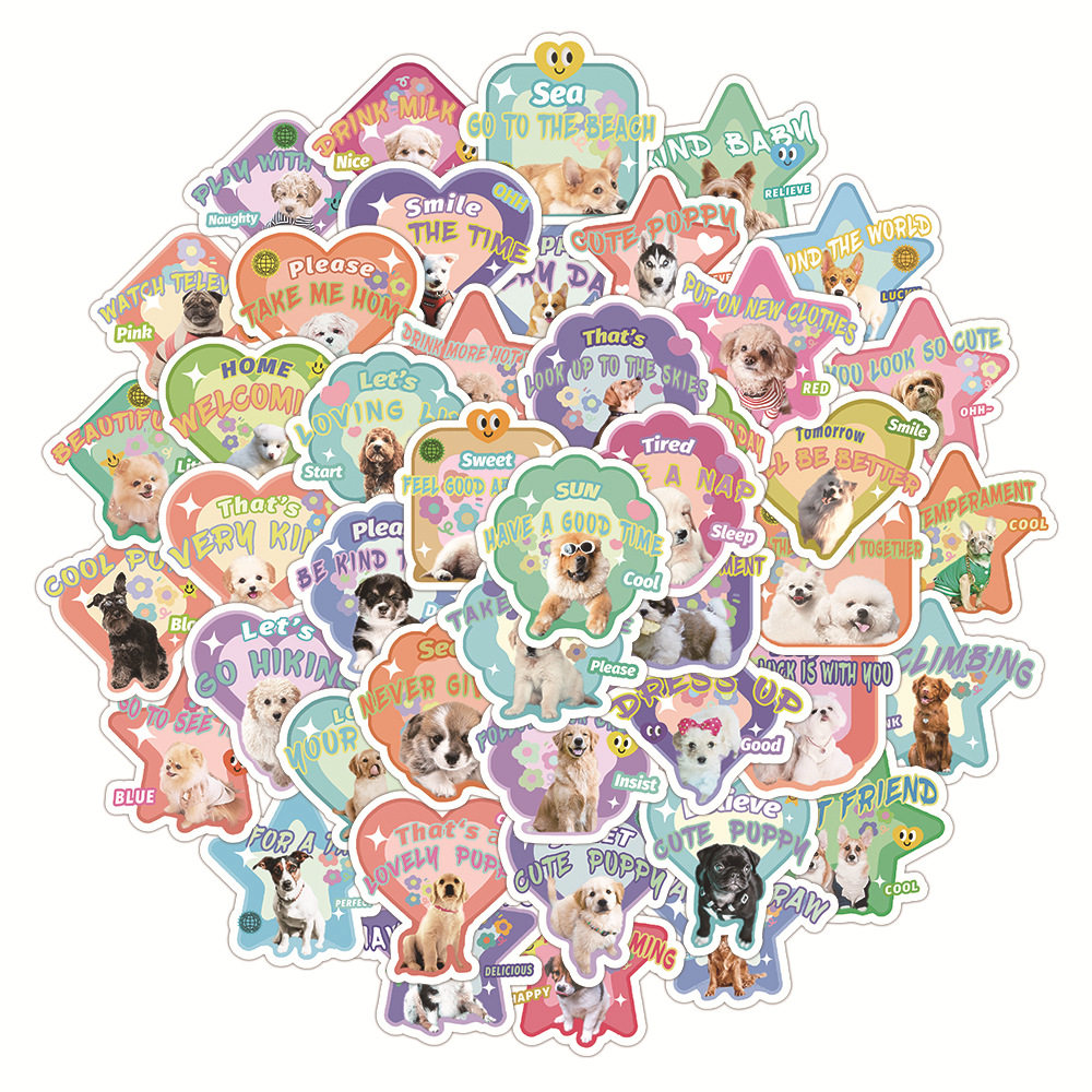 60张原创萌宠小狗表情包贴纸装饰滑板车收纳盒手机壳防水贴画