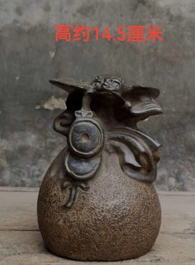 天然青石石雕福袋福在眼前居家装饰造景民俗会所办公桌摆件