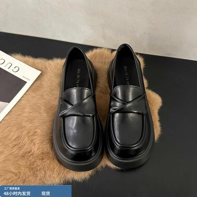 乐福鞋女软底不累脚2025新款英伦风jk黑色小皮鞋女款厚底增高女鞋