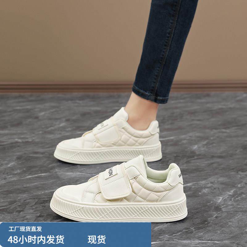 小白鞋女2025新款大码女鞋魔术贴护士鞋软底不累脚妈妈休闲运动鞋