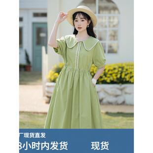 初中学生少女连衣裙夏新款高中学院风文艺小清新中长款过膝裙子