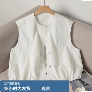 韩版个性圆领无袖外搭背心外套女2026春季百搭叠穿小个子宽松背心