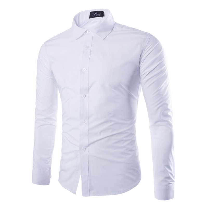百搭纯色韩版修身男装衬衫 男时尚休闲长袖衬衫衣man men's shirt