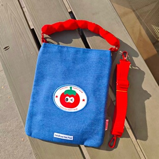 番茄包斜挎包牛仔包手机包户外挎包散步遛弯包