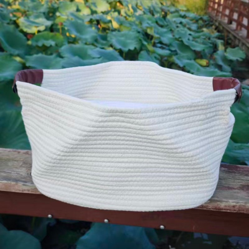 正经外贸纯棉线白色收纳筐桌面整理筐衣服玩具收纳篮零食筐,收纳整理,收纳筐,淘宝优惠券,粉丝福利购,淘宝优惠卷