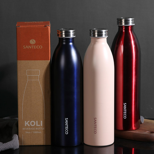 法国304不锈钢保温杯大容量运动水壶户外便携手提杯1000MLl喝水杯