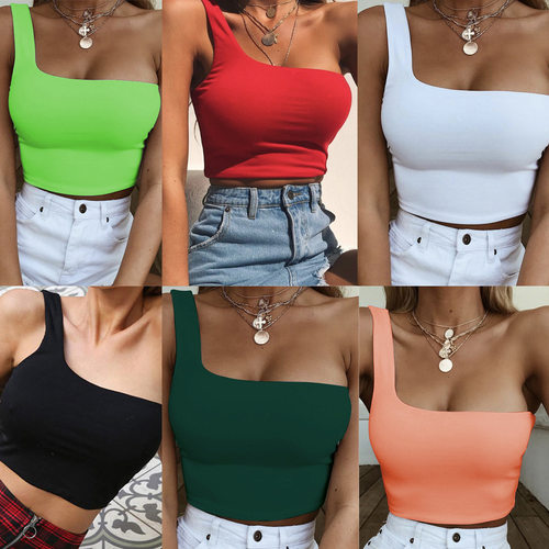 women's sexy one shoulder top for spring 2025 vest shirt