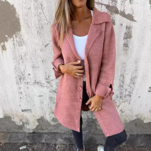 women's autumn and winter cardigan single medium long coat