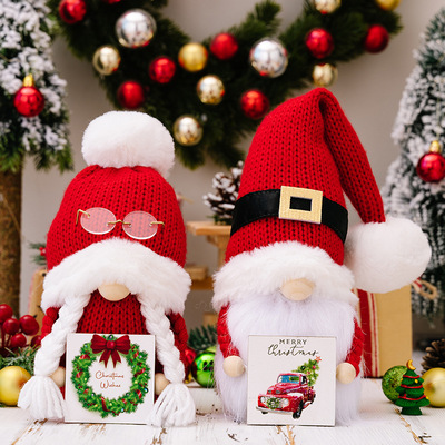 Festival Decoration Christmas Hairball Knitted Hat doll