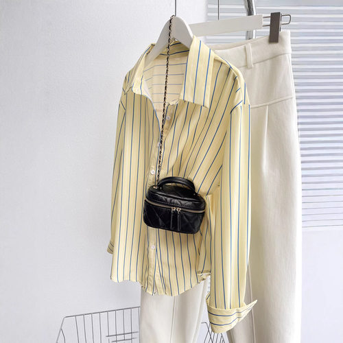 New women's top, loose casual long sleeved shirt, striped