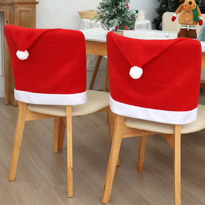 Red  Christmas chair cover Christmas restauran chair cap hat