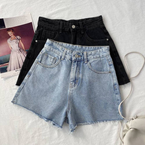 women's denim shorts summer, high waisted wide leg shorts