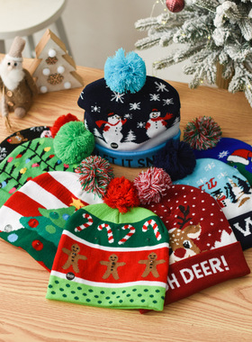 Christmas decorations folded edges balls hat adult child cap