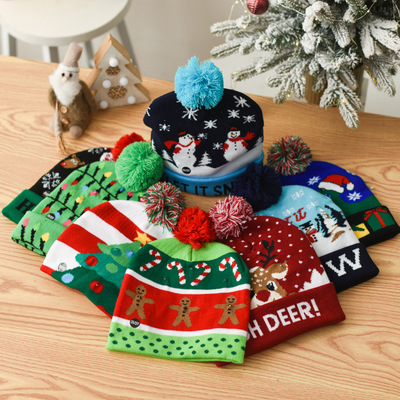 Christmas decorations folded edges balls hat adult child cap