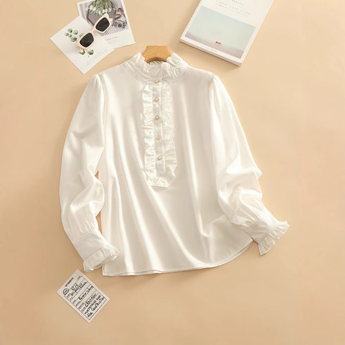 New women's shirt fashion lining woven winter long t-shirt