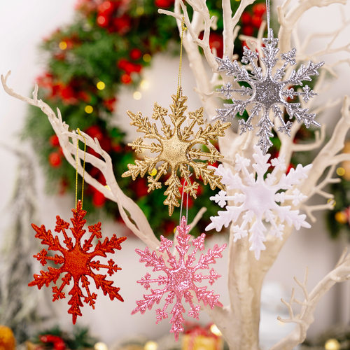 Christmas Decorations Colorful Snowflake Pendant Gold