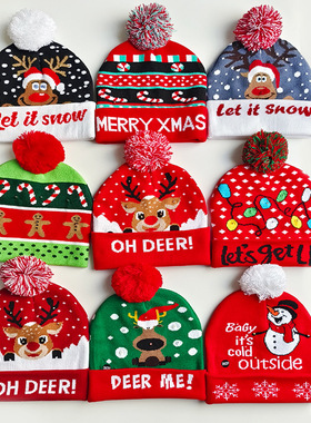 Christmas Hat with LED Colorful Light Adult Hats Knitted cap