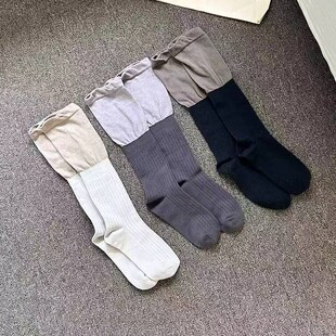 拼色棉质堆堆袜ins风潮搭女袜 韩国BIARRITZ袜子东大门秋冬新款