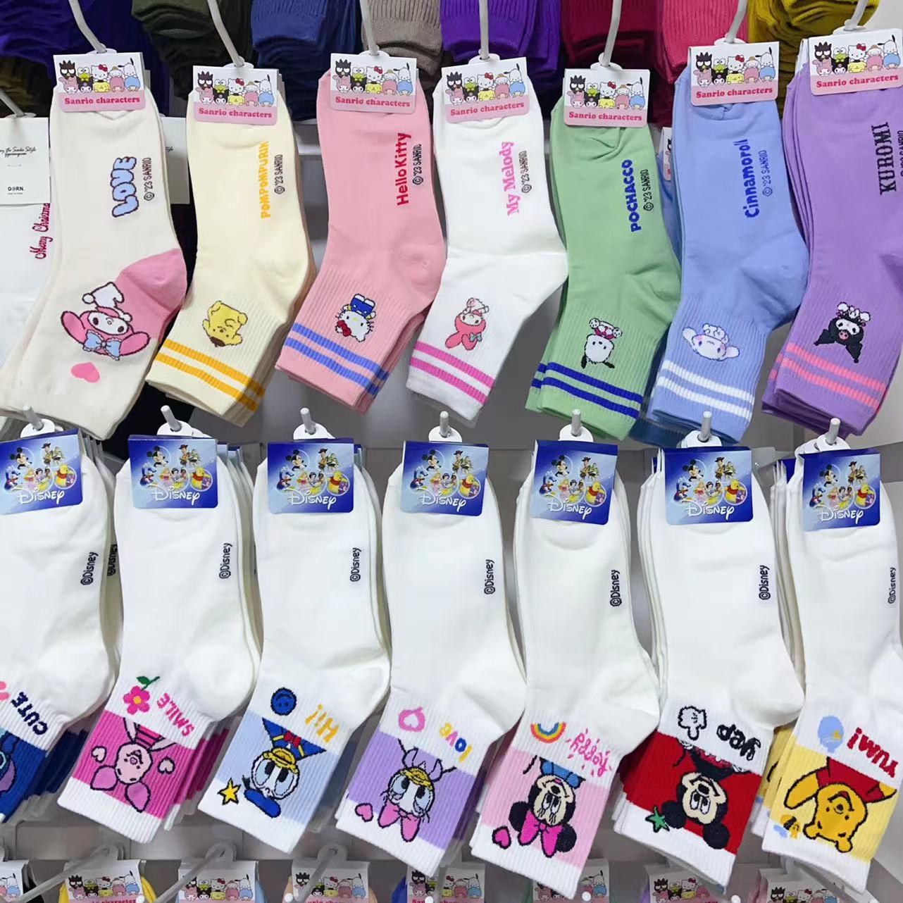 现货韩国袜子新款可爱卡通动漫拼色女袜舒适透气四季棉袜批发跨境
