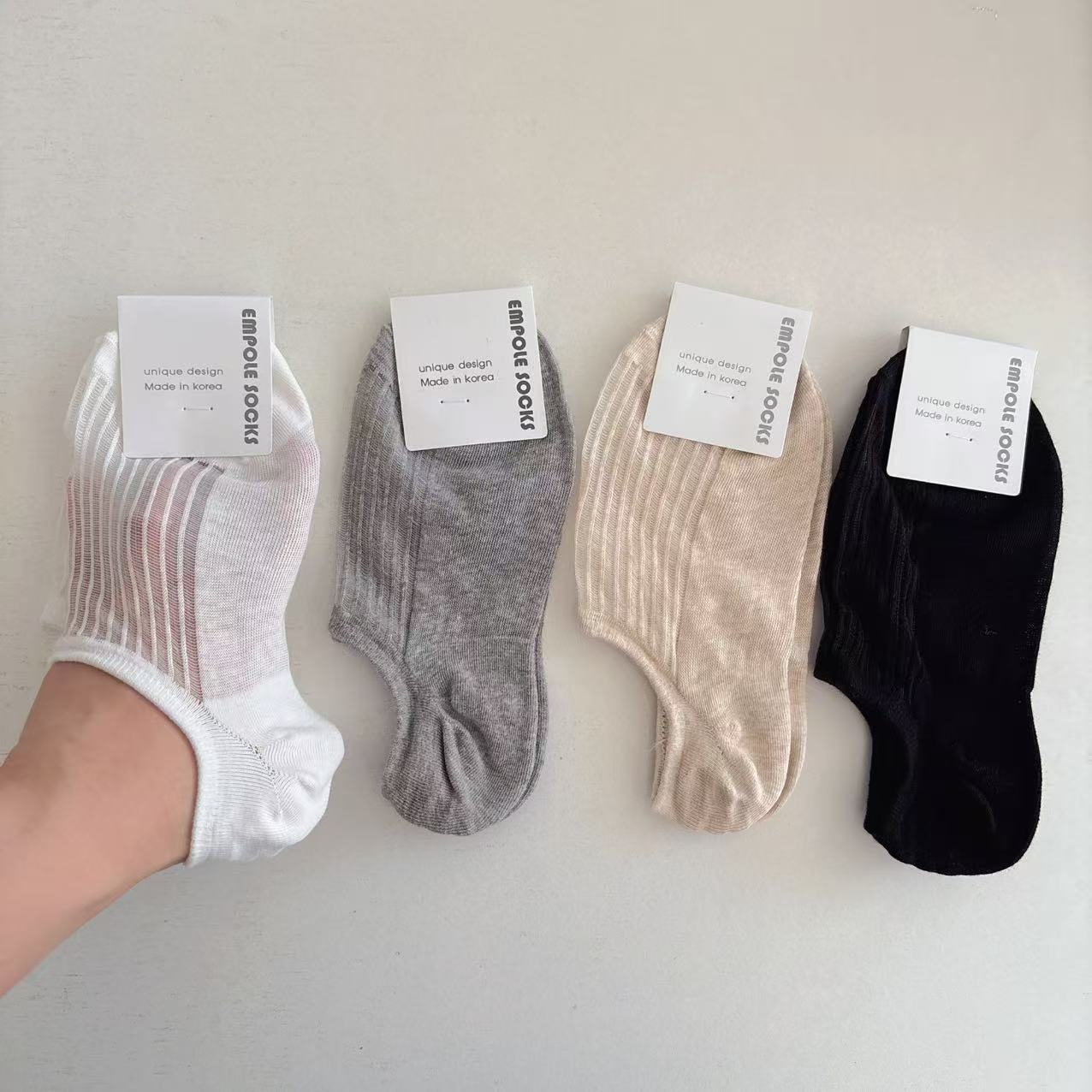 春夏薄款船袜韩国东大门纯色简约低帮女袜empolesocks棉袜短袜套