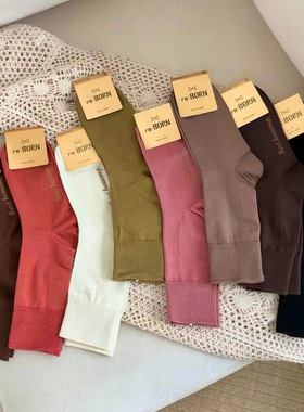 现货东大门秋款丝棉堆堆袜时尚走秀丝光成人高帮彩袜MARCA韩国袜