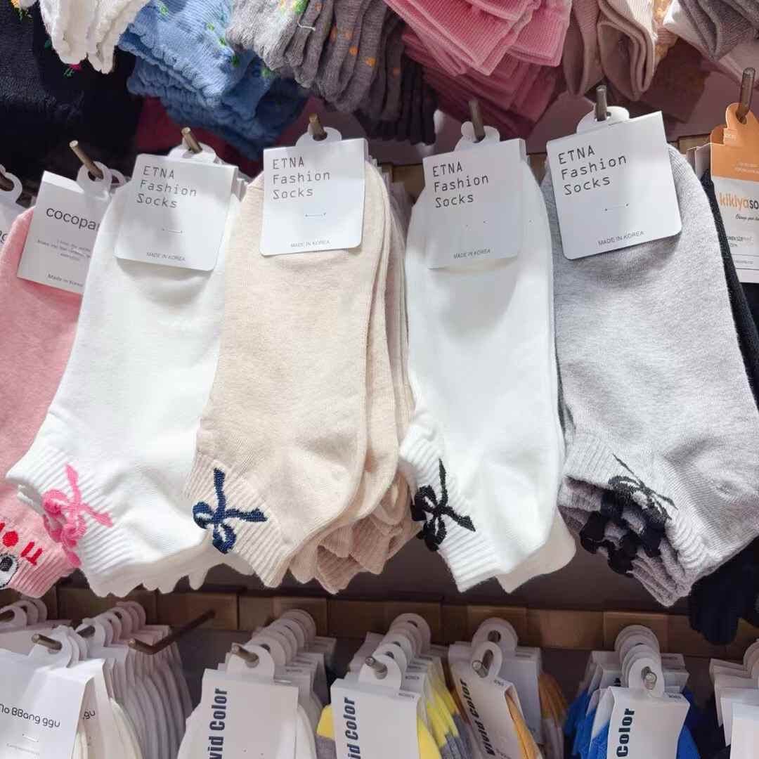 韩国进口袜子ETNA春夏女袜东大门蝴蝶结甜美少女短袜日系低帮棉袜