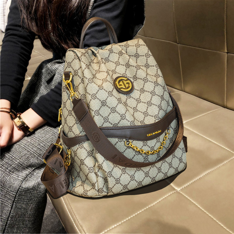 戈兰黛品牌双肩包女2026新款潮多功能通勤防盗大容量轻便旅行背包