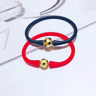 可搭3D硬金黄金硬银配饰硅胶手环手链手绳红绳皮绳DIY大孔珠配件