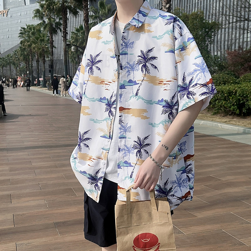 C328高品质男生短袖衬衫港风痞帅宽松休闲外套防P35,商品下架区,电商A056