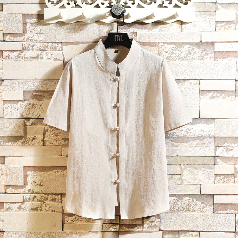 风男短袖衬衫男生大码纯棉衬衣A056-C140-P33，男装T恤，电商A056